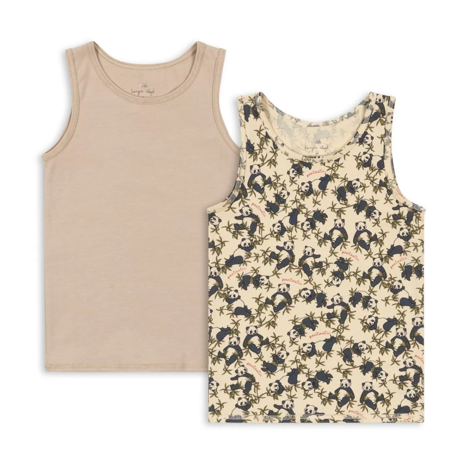 Born Konges Sløjd Basic 2-Pak Tanktop - Panda/Oxford Tan