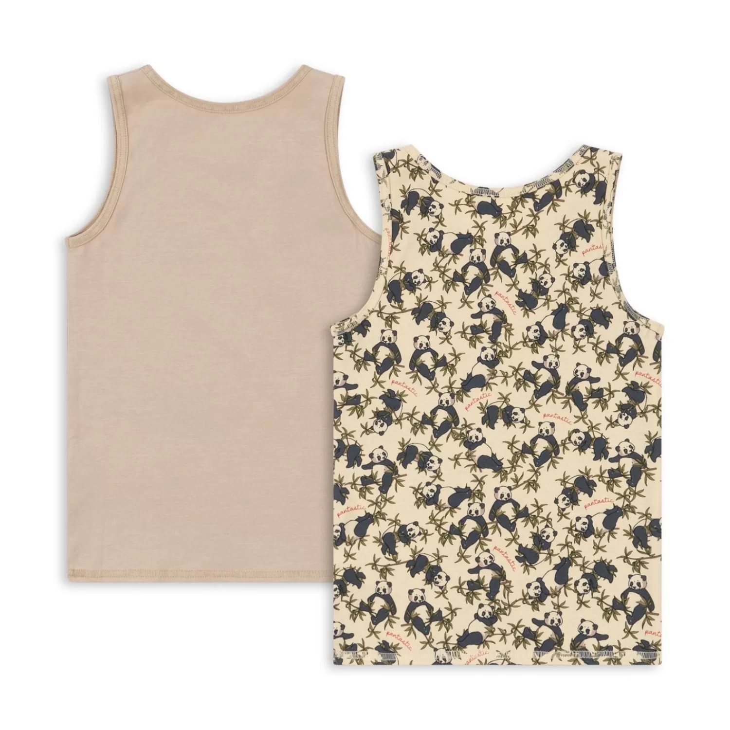 Born Konges Sløjd Basic 2-Pak Tanktop - Panda/Oxford Tan